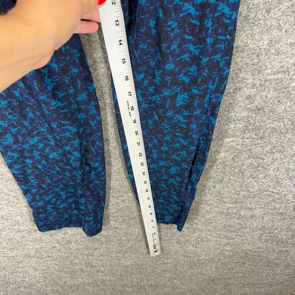 H&M Pants Women 10 Blue Geometric High Rise Chino Flat Front Skinny Pockets - Picture 5 of 8